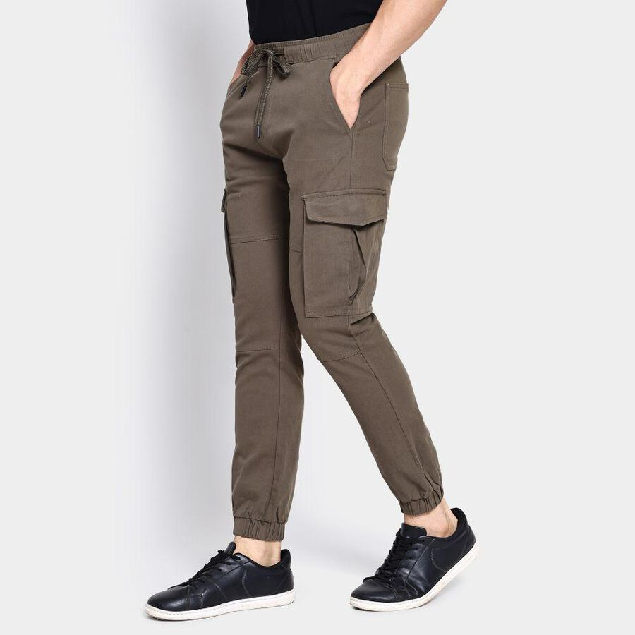 Men's Slim Fit Casual Trousers , Olive, large image number null